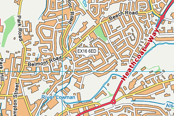EX16 6ED map - OS VectorMap District (Ordnance Survey)