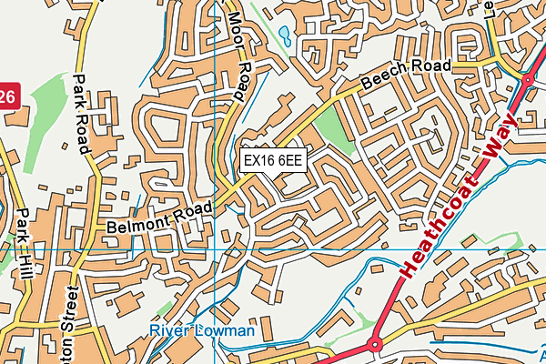 EX16 6EE map - OS VectorMap District (Ordnance Survey)