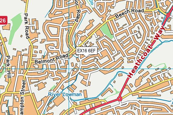 EX16 6EF map - OS VectorMap District (Ordnance Survey)