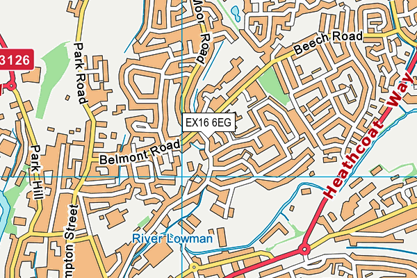 EX16 6EG map - OS VectorMap District (Ordnance Survey)