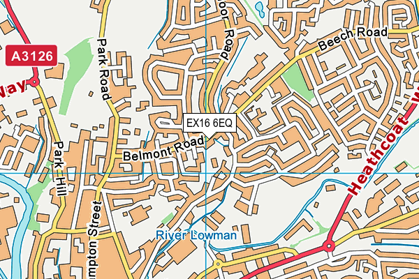 EX16 6EQ map - OS VectorMap District (Ordnance Survey)
