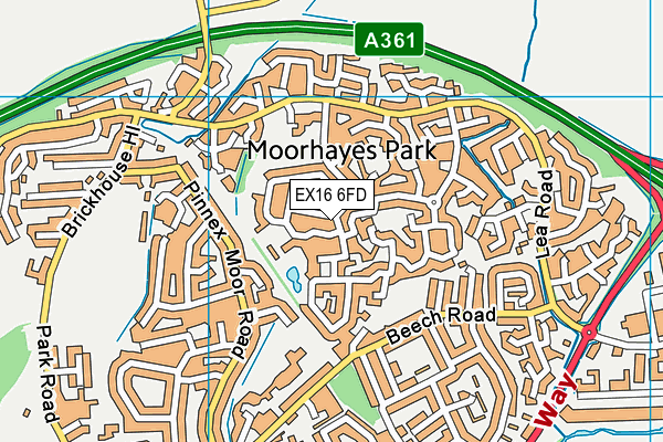 EX16 6FD map - OS VectorMap District (Ordnance Survey)