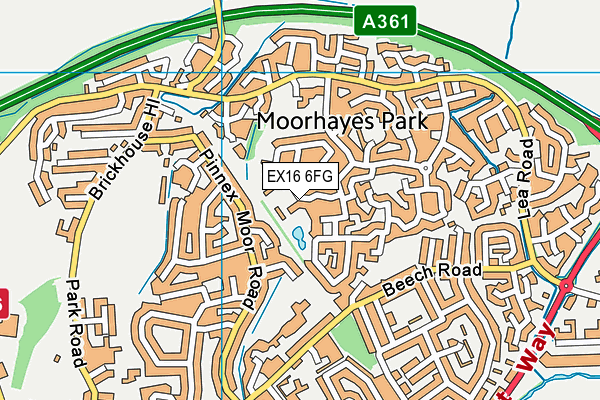 EX16 6FG map - OS VectorMap District (Ordnance Survey)