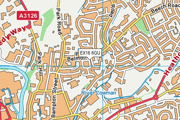 EX16 6GU map - OS VectorMap District (Ordnance Survey)