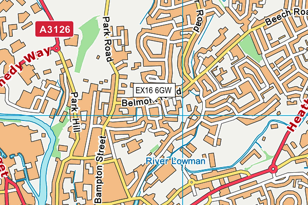 EX16 6GW map - OS VectorMap District (Ordnance Survey)