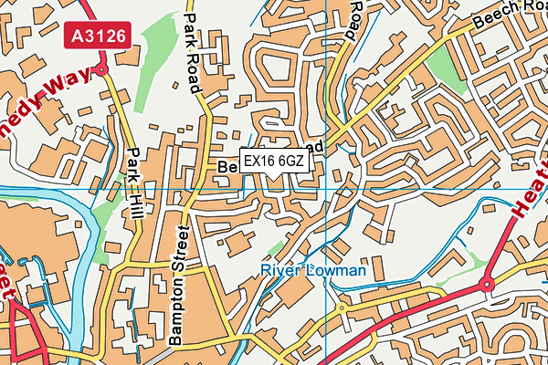 EX16 6GZ map - OS VectorMap District (Ordnance Survey)