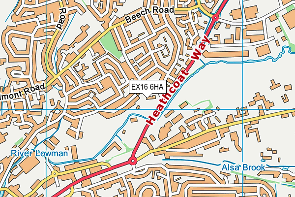 EX16 6HA map - OS VectorMap District (Ordnance Survey)