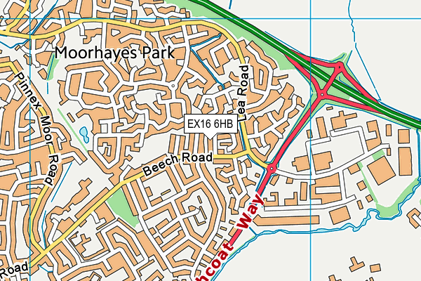 EX16 6HB map - OS VectorMap District (Ordnance Survey)