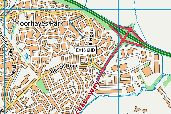 EX16 6HD map - OS VectorMap District (Ordnance Survey)