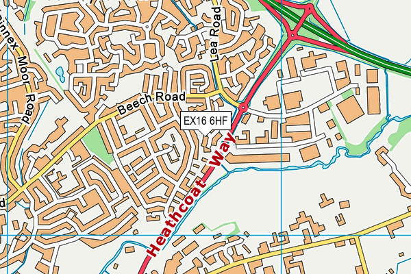 EX16 6HF map - OS VectorMap District (Ordnance Survey)