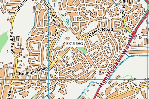 EX16 6HG map - OS VectorMap District (Ordnance Survey)