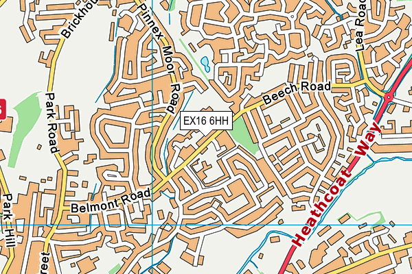 EX16 6HH map - OS VectorMap District (Ordnance Survey)