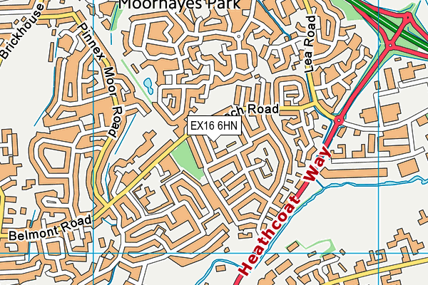 EX16 6HN map - OS VectorMap District (Ordnance Survey)