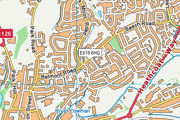 EX16 6HQ map - OS VectorMap District (Ordnance Survey)