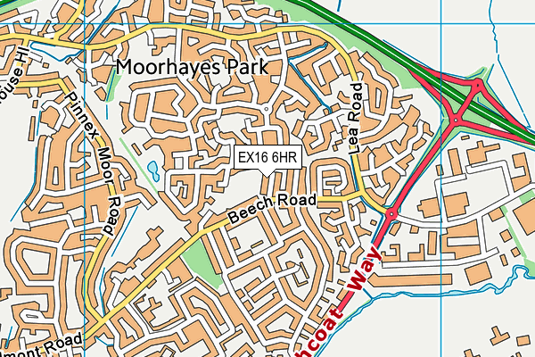 EX16 6HR map - OS VectorMap District (Ordnance Survey)