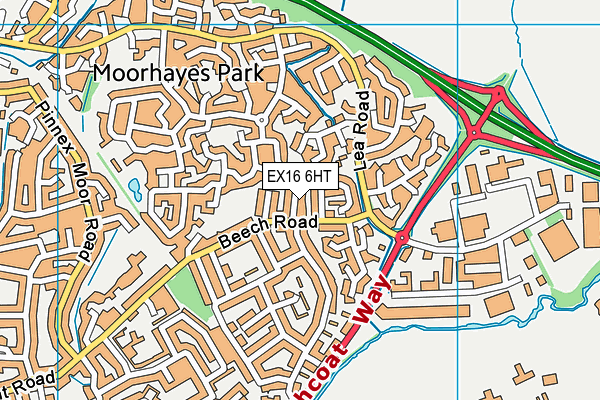 EX16 6HT map - OS VectorMap District (Ordnance Survey)