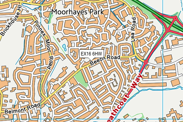 EX16 6HW map - OS VectorMap District (Ordnance Survey)