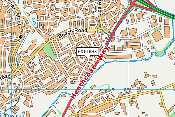 EX16 6HX map - OS VectorMap District (Ordnance Survey)