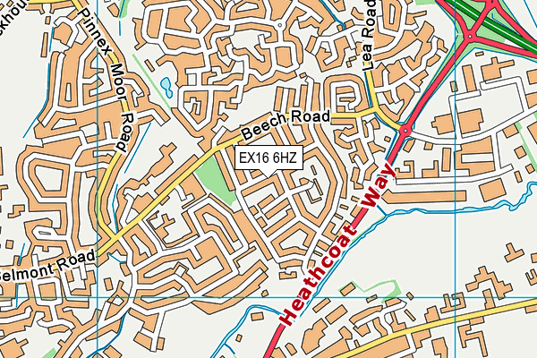 EX16 6HZ map - OS VectorMap District (Ordnance Survey)