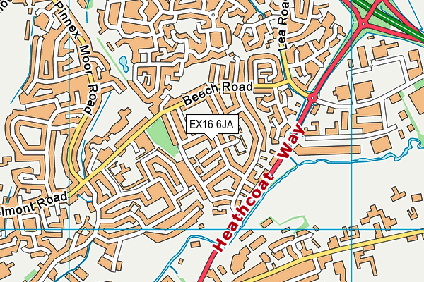 EX16 6JA map - OS VectorMap District (Ordnance Survey)