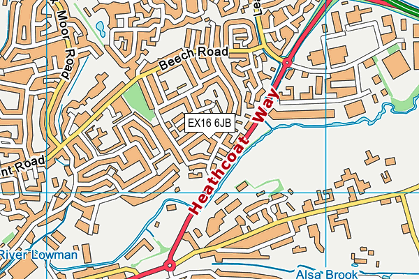 EX16 6JB map - OS VectorMap District (Ordnance Survey)