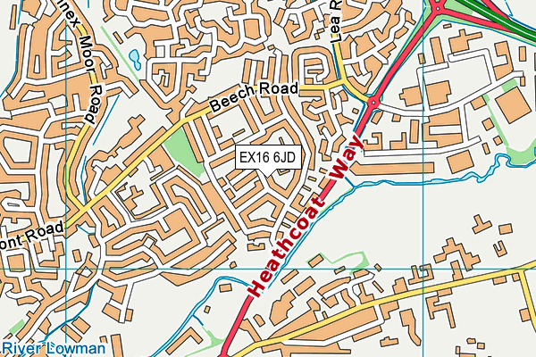 EX16 6JD map - OS VectorMap District (Ordnance Survey)