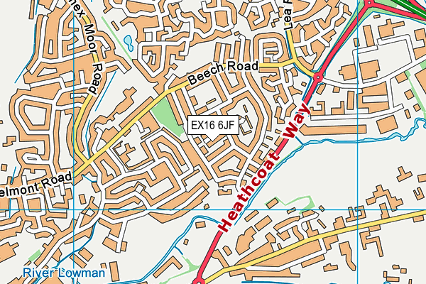 EX16 6JF map - OS VectorMap District (Ordnance Survey)