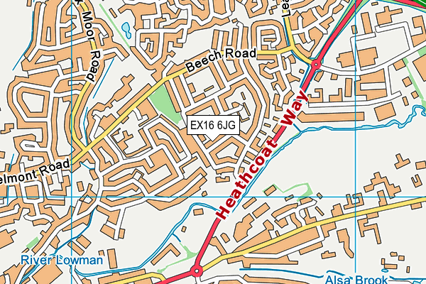 EX16 6JG map - OS VectorMap District (Ordnance Survey)