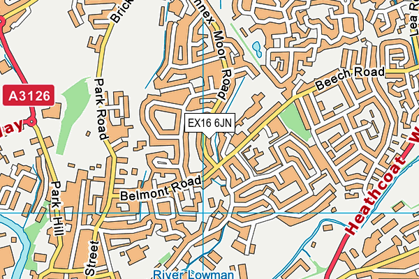 EX16 6JN map - OS VectorMap District (Ordnance Survey)