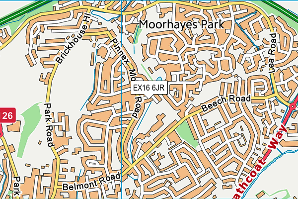 EX16 6JR map - OS VectorMap District (Ordnance Survey)