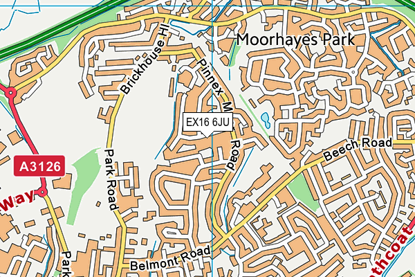 EX16 6JU map - OS VectorMap District (Ordnance Survey)