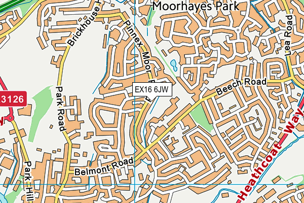 EX16 6JW map - OS VectorMap District (Ordnance Survey)