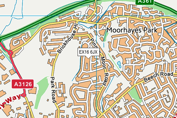 EX16 6JX map - OS VectorMap District (Ordnance Survey)