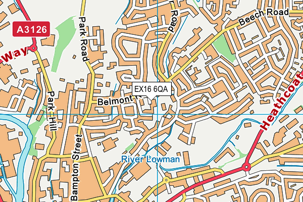 EX16 6QA map - OS VectorMap District (Ordnance Survey)