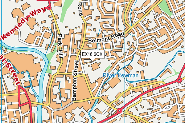 EX16 6QX map - OS VectorMap District (Ordnance Survey)