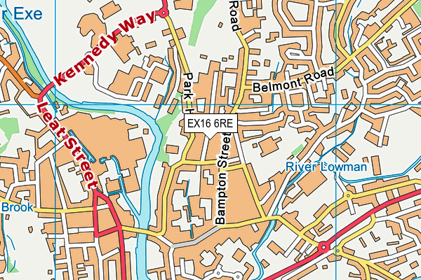 EX16 6RE map - OS VectorMap District (Ordnance Survey)