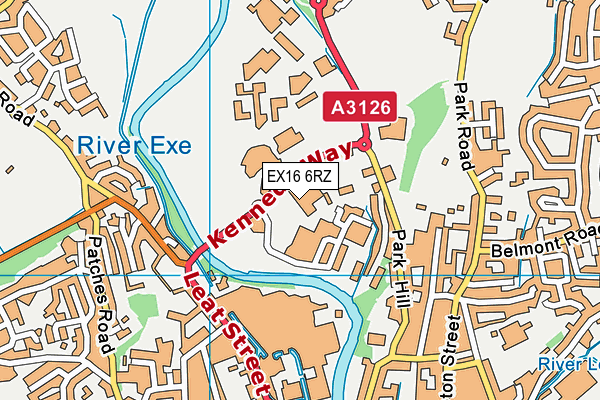 EX16 6RZ map - OS VectorMap District (Ordnance Survey)