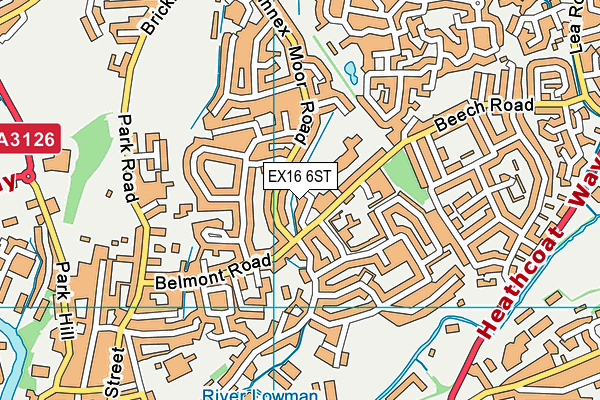EX16 6ST map - OS VectorMap District (Ordnance Survey)