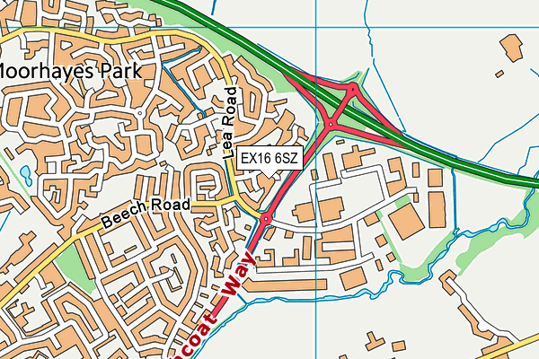 EX16 6SZ map - OS VectorMap District (Ordnance Survey)