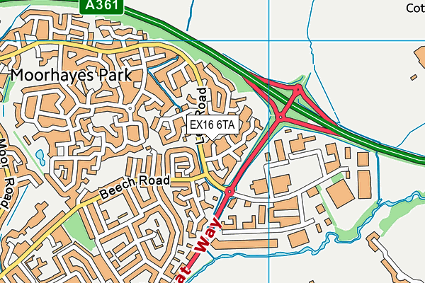 EX16 6TA map - OS VectorMap District (Ordnance Survey)