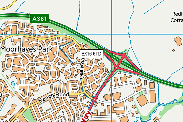 EX16 6TD map - OS VectorMap District (Ordnance Survey)