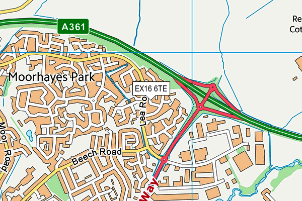 EX16 6TE map - OS VectorMap District (Ordnance Survey)