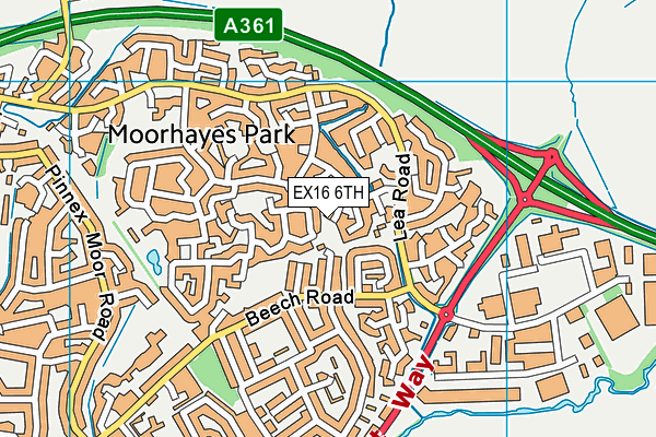 EX16 6TH map - OS VectorMap District (Ordnance Survey)