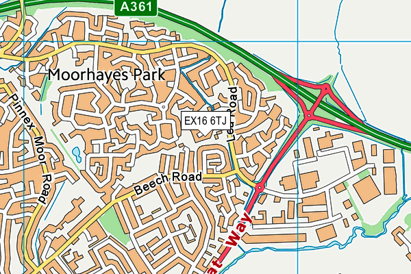 EX16 6TJ map - OS VectorMap District (Ordnance Survey)