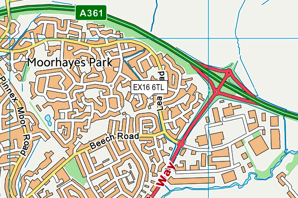 EX16 6TL map - OS VectorMap District (Ordnance Survey)