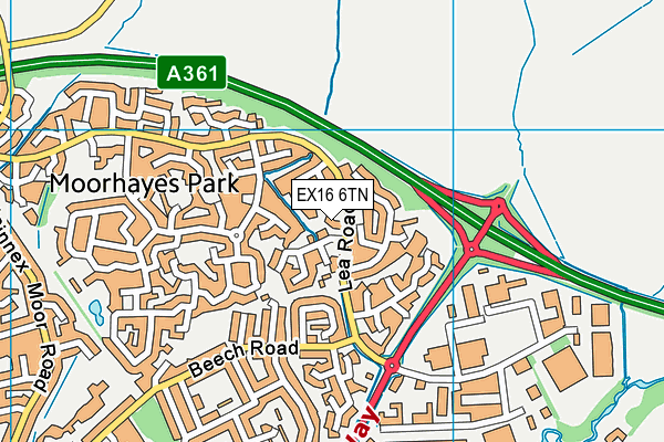 EX16 6TN map - OS VectorMap District (Ordnance Survey)