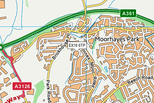 EX16 6TP map - OS VectorMap District (Ordnance Survey)