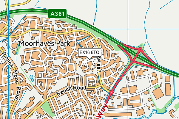 EX16 6TQ map - OS VectorMap District (Ordnance Survey)