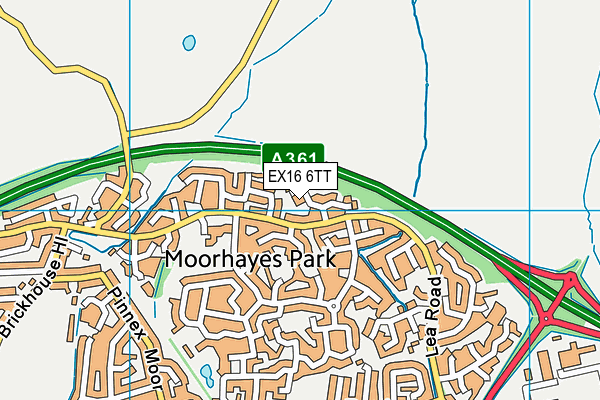 EX16 6TT map - OS VectorMap District (Ordnance Survey)