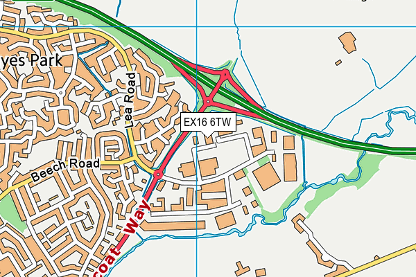 EX16 6TW map - OS VectorMap District (Ordnance Survey)